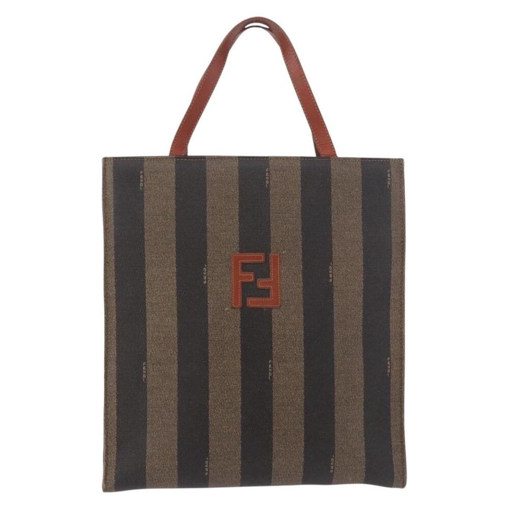 Fendi Pequin Canvas Handbag Brown